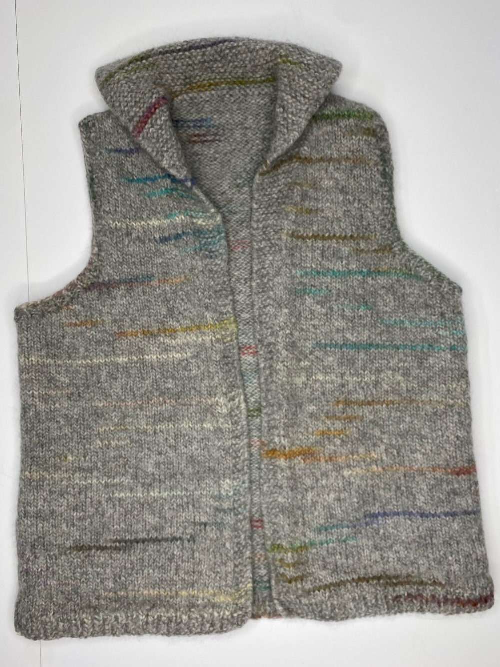 Handmade Gray Wool Vest Open Front Pop Collar Gender Neutral Sz Sm/Md